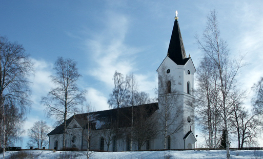 Ore kyrka en solig vinterdag.