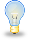En tecknad bild av en glödlampa.